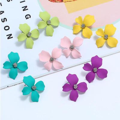 Korean Fairy Flower Stud Earrings - Fresh, Sweet Style with Rubber Paint 