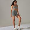 Seamless Knitted Back High Elasticity Sports Bra Yoga Set Running Fitness Shorts Two Piece Set For Women