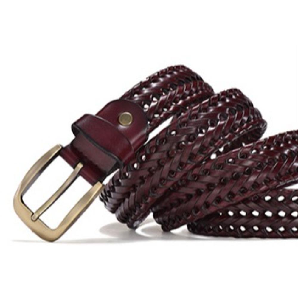 Adjustable Weave Belt Men 3.5cm Width Braided Waist Belt Fashion Woven Leather Belts  Male