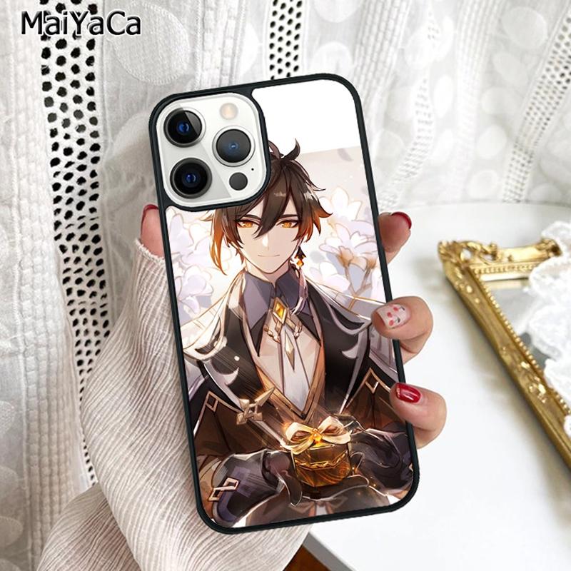 Zhongli Genshin Impact Coque de téléphone pour iPhone 17 Air 16 16e 15 plus 11 12 13 14 pro max coque