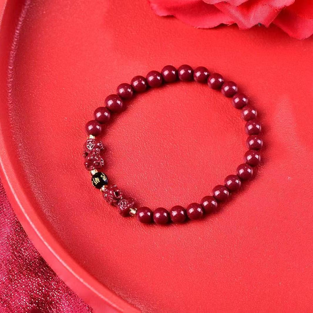Purple Gold Sand Cinnabar Pixiu Bracelet