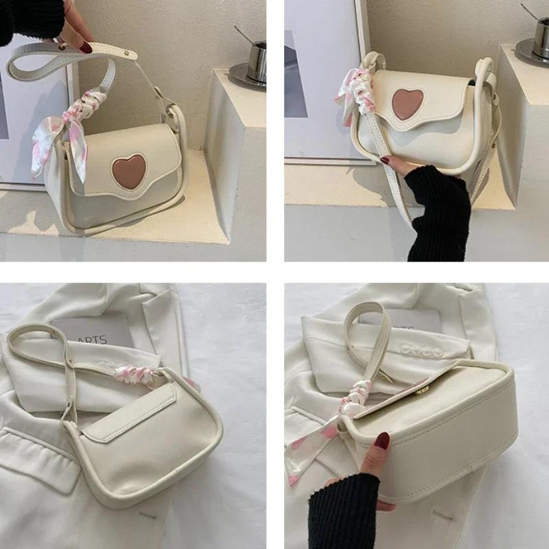 Hot Models Cute Lovely Women's Small Square Shoulder Bag Fashion Women's Crossbody Simple Women's Purse Handbag with Scarf