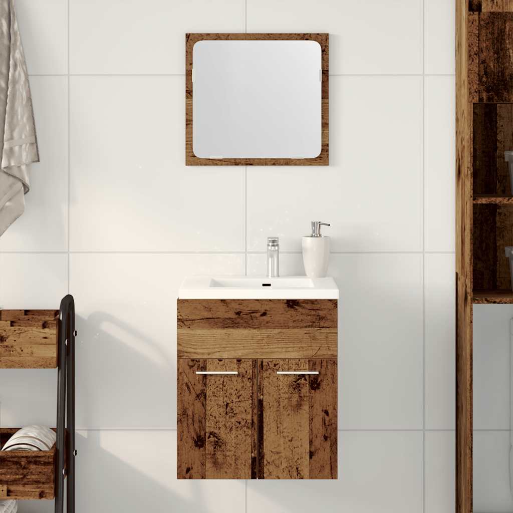 2 Piece Bathroom Furniture Set Rustic Wood Look Engineered Wood