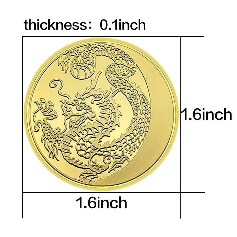 Russian zodiac the Year of the Loong commemorative coins, gold-plated commemorative medals, handicraft coins, Soviet Union foreign coins collection