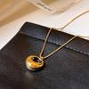 Golden Color Chain Circle Pendant Autumn/Winter Long Sweater Chain for Women’s Non Fading Necklace Trendy Jewelry Accessories