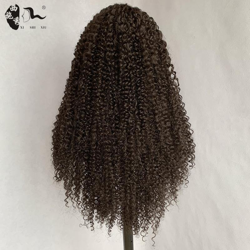 African long curly hair high temperature silk front lace wig headgear 13 * 4 pixie curly lace wigs