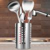 Stainless Steel Kitchen Utensil Holder Flatware Cylinder Silverware Draining Organizer Drying Rack with Round Drain Holes for Forks, Knives, Spoons,