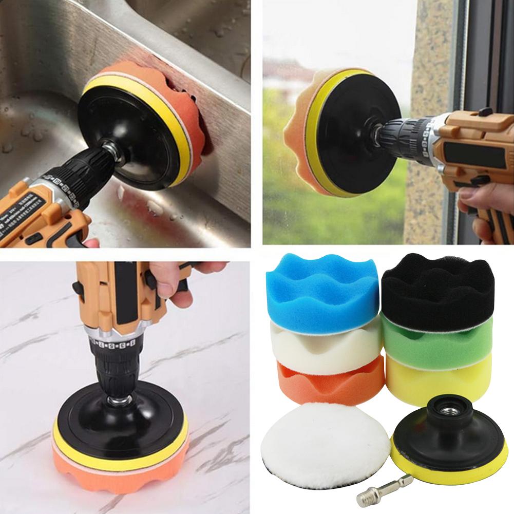 3/5inch CarPolishing Disc 8/9Pcs/Set Self-Adhesive Buffing Waxing Sponge Wool Wheel Polishing Pad For Car Polisher Drill Adapter