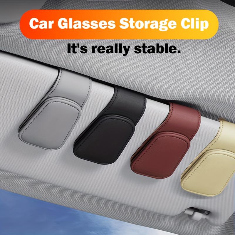 Leather Magnetic Car Sun Visor Sunglasses Holder Eyeglasses Clip Ticket Card Mount Glasses Case Car Interior Accessories