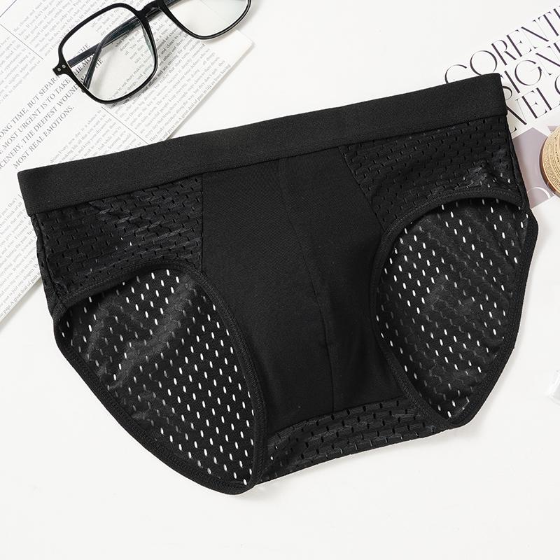 Men's Breifs Panties Boxers Male Hombre Breathable Mesh Ice Silk Men's Intimate Underpants Men Solid Color Underwear