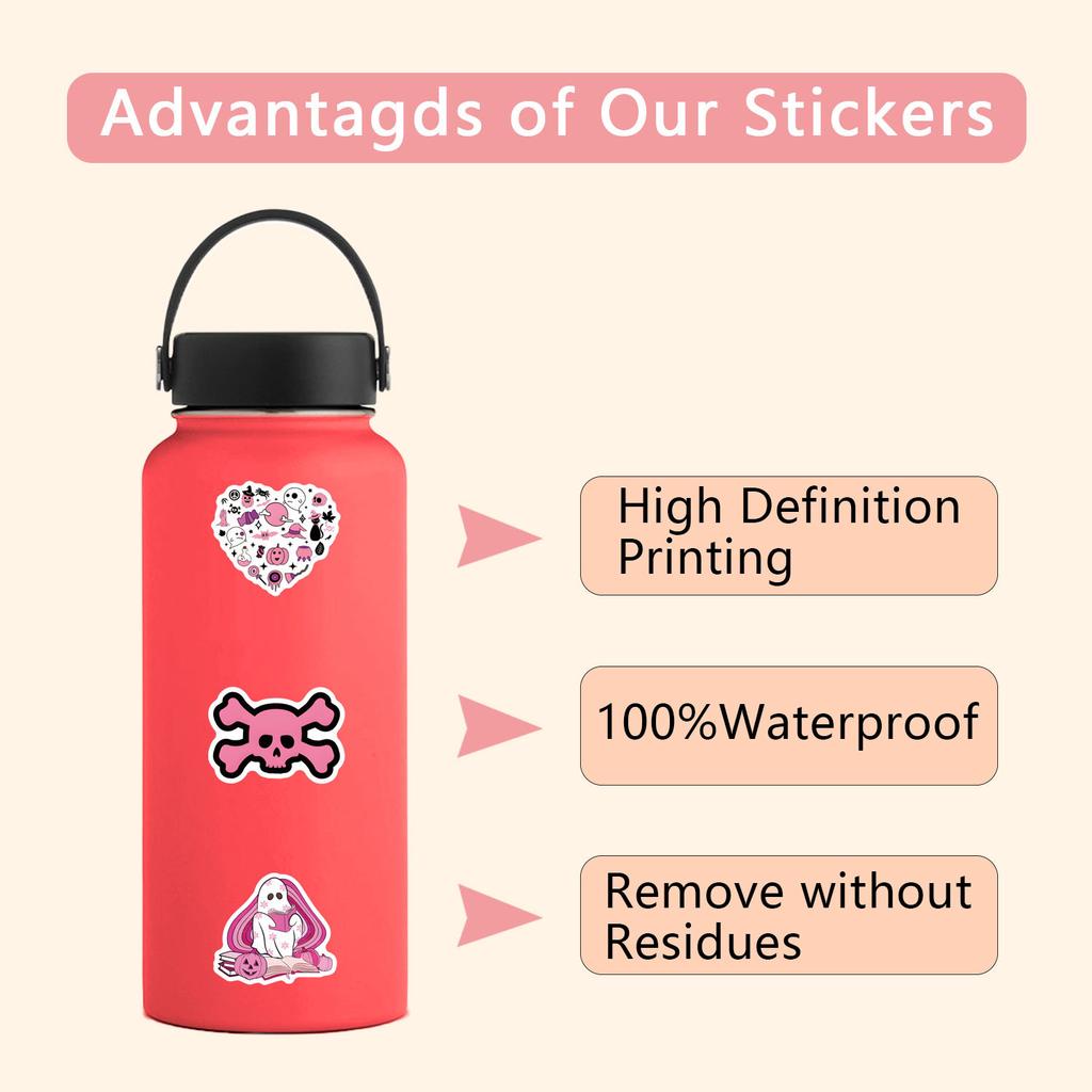 60 New Pink Halloween Graffiti Stickers Decorate Suitcase Mobile Phone Skateboard Stickers