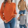 Women's Sweatshirt Casual Solid Colour Openwork Lantern Sleeve Pullover Knitwear Long-Sleeved Top