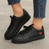 Ladies Heart Decorated Board Shoes Basic Model Simple Casual Lightweight Leather Upper Large Business Casual Shoes for Women