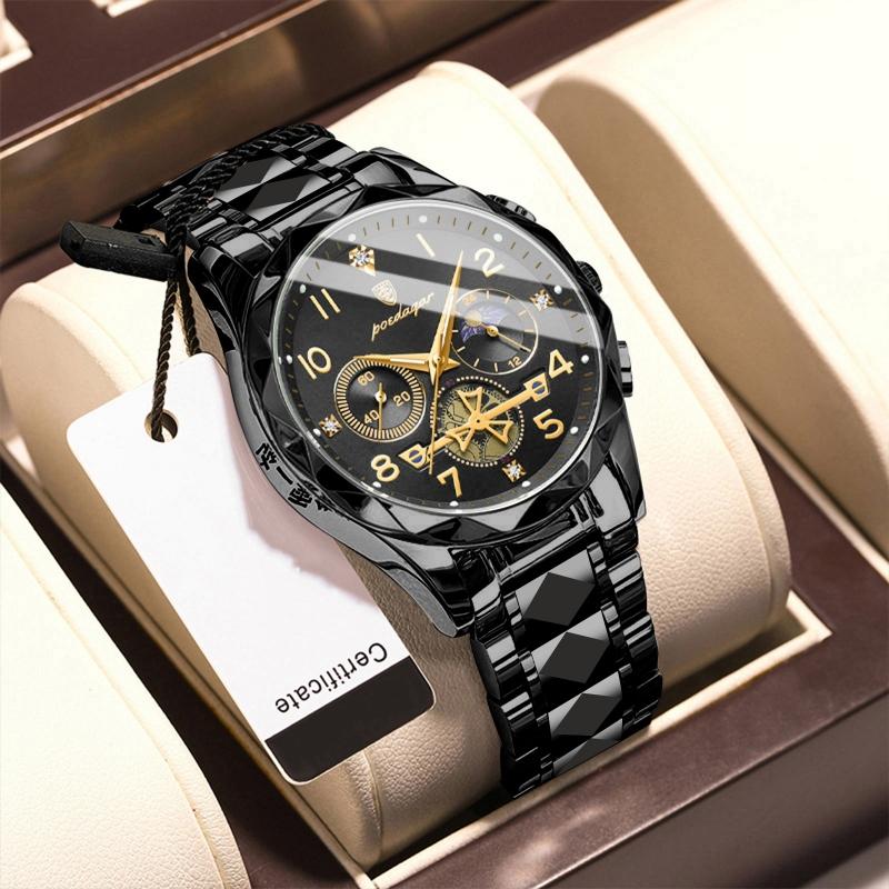 New Luxury Quality Men's Watch Quartz Non-mechanical Waterproof Luminous Fashion Upscale Watch Calendar Steel Strap Triple Display Watch Watch Watch