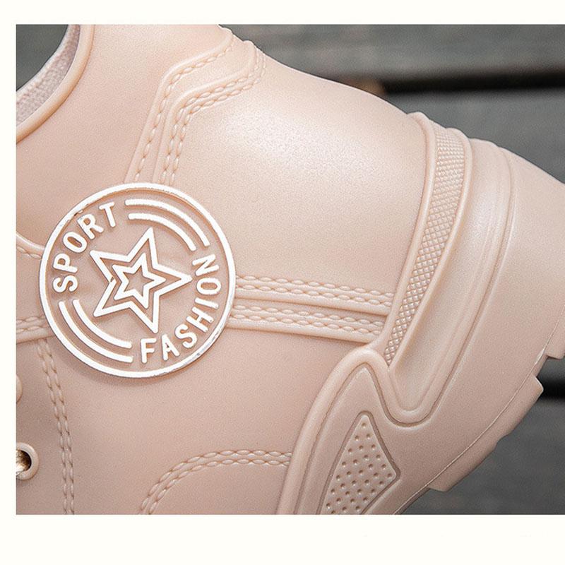 Fashion High Top Women's Rain Boots Lady Shoes Platform Waterproof Women's Wellies Non-slip Rainshoes Outdoor Casual Lace Up Rainboot