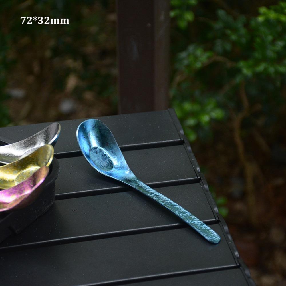 Portable Outdoor Camping Tableware Light Luxury Flower Crystal Stirring Titanium Spoon Convenient Environmental