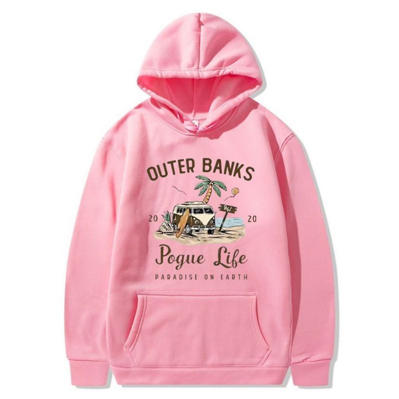 Outer Banks Pogue Life Printed Hooded Sweatshirt Men Loose Fit Fleece Pullover Fall