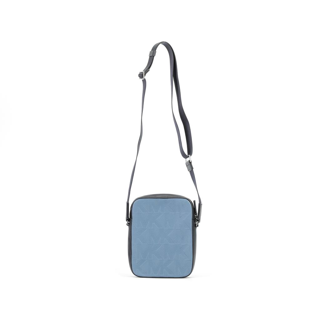 New MICHAEL KORS MK Cooper Leather Cell Phone Pouch, Crossbody Bag Medium Men's Haze Blue/Black 37S2LCOC6L-411