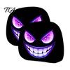 Cartoon Seat Decor 2Pcs Spooky Car Headrest Covers, Evil Face Auto Breathable Interior Protectors, Elastic Protectors for Cars Trucks SUVs Polyester