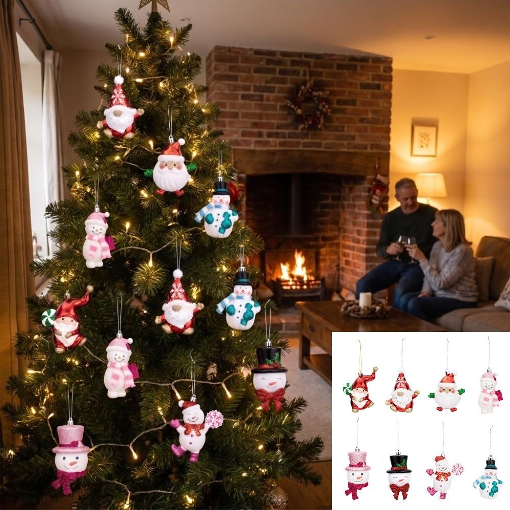 Plastic Christmas Tree Decor Snowman Xmas Ornaments Santa Claus Snowman Pendant Living Room