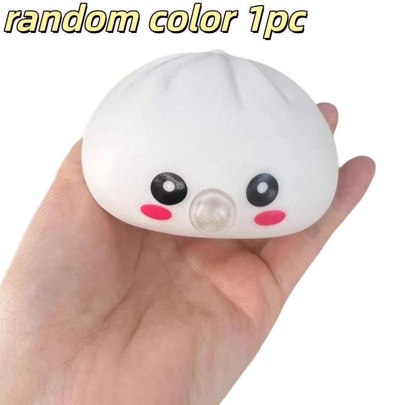 1Pcs Stress Relief Squishy Emotion Bun Fidget Toys Colorful Squeeze Bubble Bun Toy With Steamer For & Adults Anxiety Relief A1