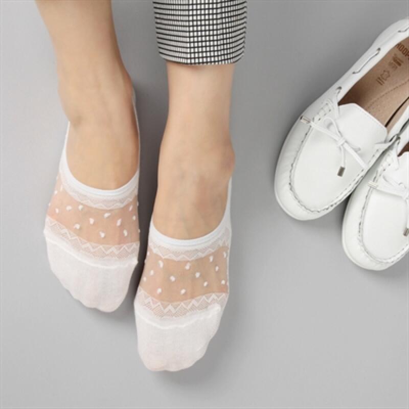 See-through lace fake socks (3P) white