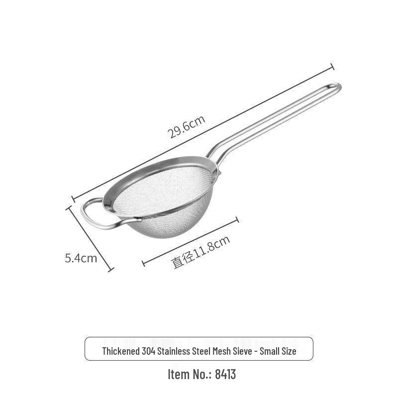 Stainless Steel Flour Sieve & Oil Drip Filter with Handle, Available in Large, Medium, Small Sizes for Baking & Powder Sieving.