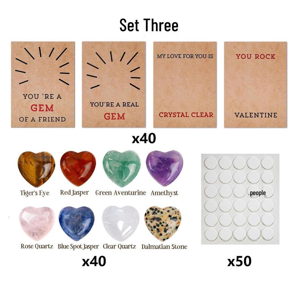 Valentine's Day Natural Stone Crystal DIY Card Set for Couples, School Parties, and Birthdays