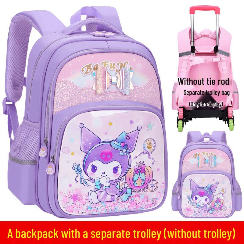 Lightweight Trolley Schoolbag for Primary School Girls - Large Capacity Backpack for Grades 1-6