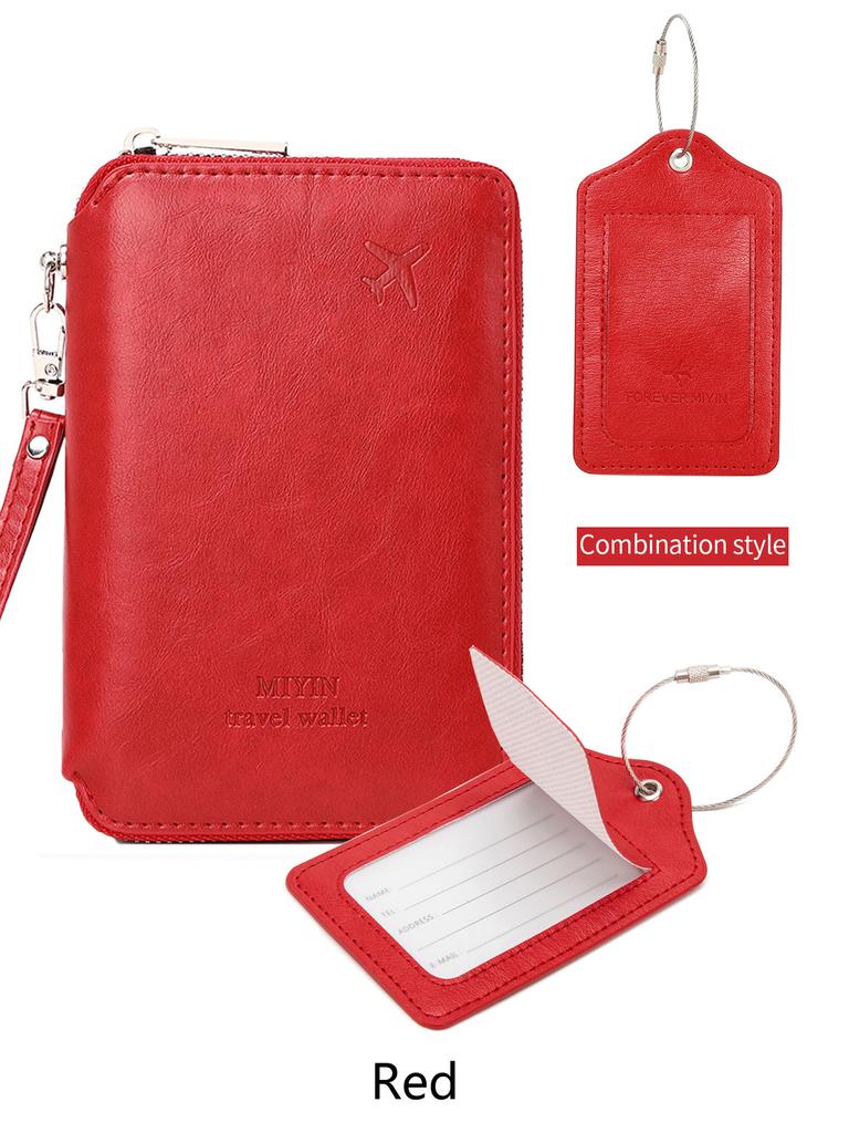 Clips de pașaport RFID minimalist și la modă + etichetă de bagaj din piele PU 2 bucăți/set potrivit pentru bărbați și femei accesorii de călătorie