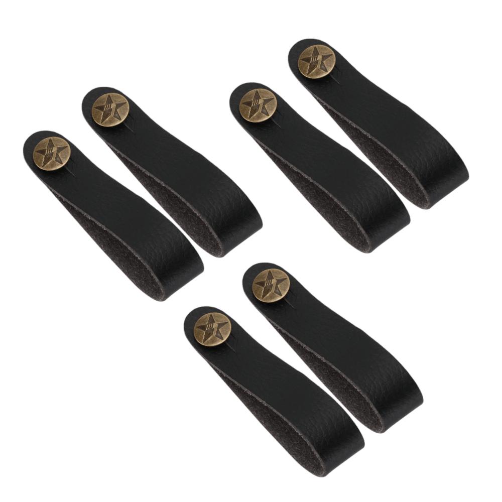 6PCS Black Guitar Strap Holder Leather Material Headstock Strap Tie Guitar Strap Lock For Guitars