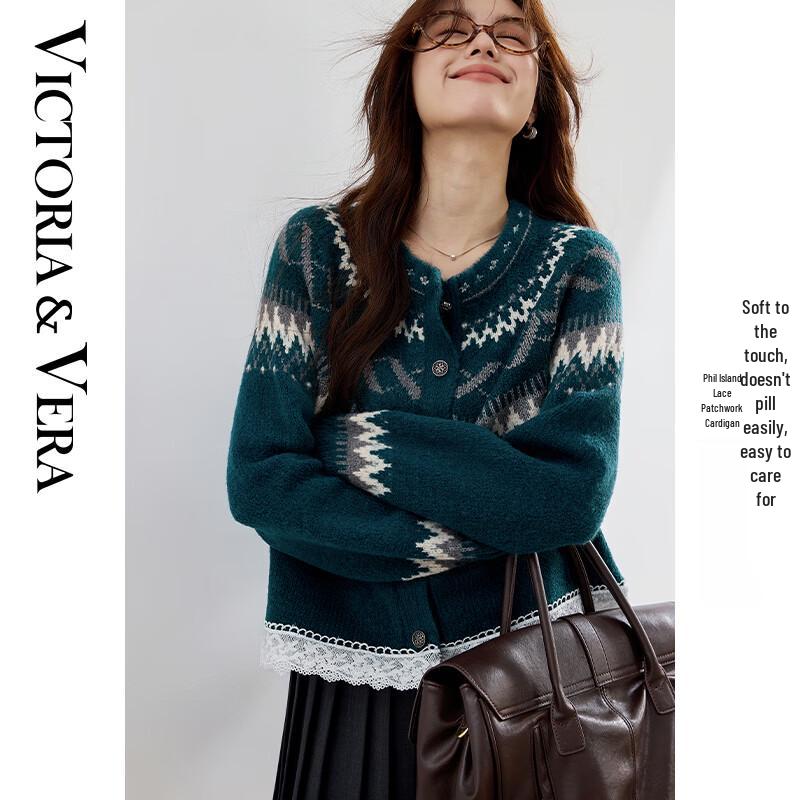 

VICTORIA&VERA Women s Fair Isle Jacquard Knitted Cardigan XL