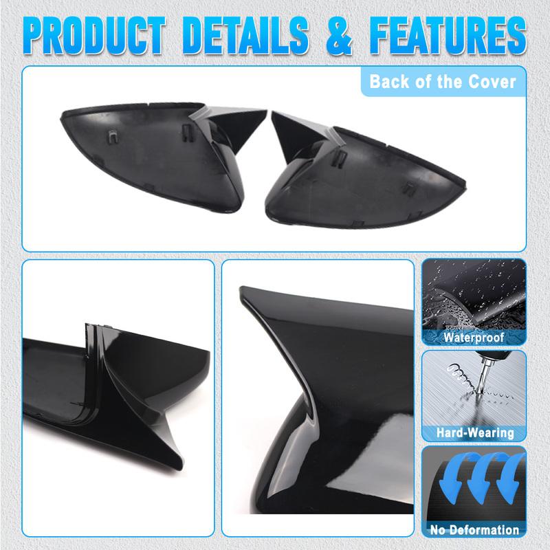 2Pcs Car Door Side Wing Rearview Mirror Cover Cap For VW Golf GTI Golf R E-Golf  2015 2016 2017 2018  Carbon Fiber Black