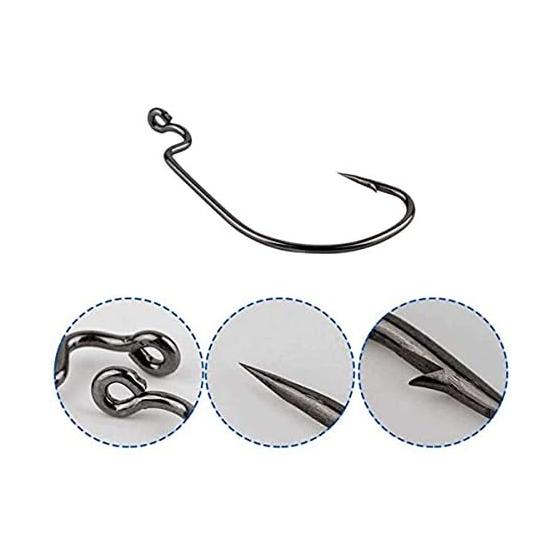 Offset Fishing Hook 100pcs High Carbon Steel Fish Hook Worm Hook Circle Hook Worm Soft Bait Jig