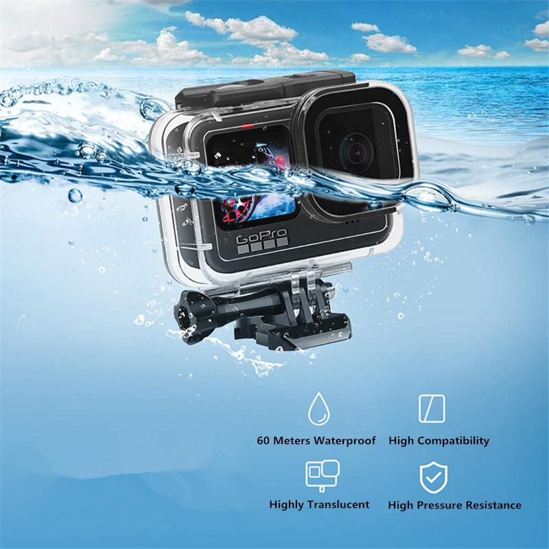 60M Waterproof Housing Case for Gopro Hero 13 12 11 10 9 Diving Protective Underwater Cover Lens Filter Buoyancy Rod Sets