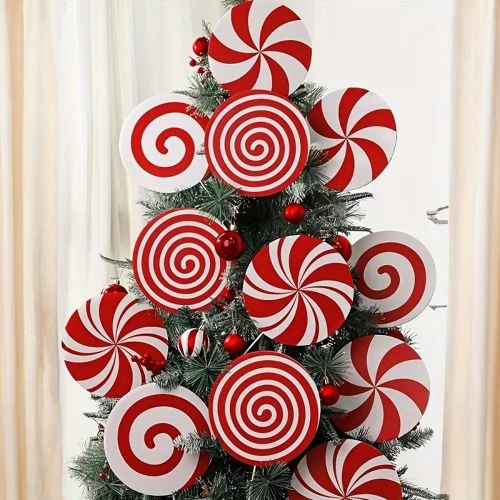 4/8/12Pcs Peppermint Lollipop Picks Christmas Tree Ornaments Large Size Christmas Tree Top Star