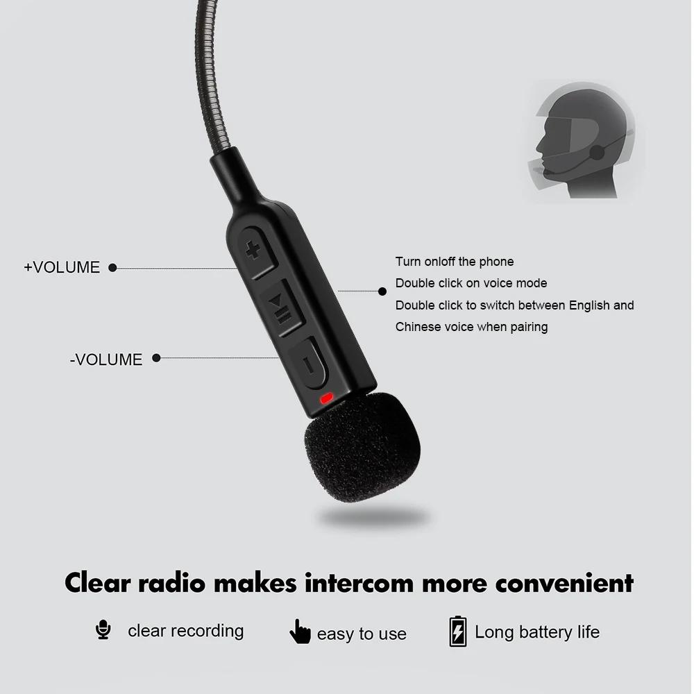 Bluetooth 5.3 Motorcycle Helmet Headset Wireless Handsfree Call Kit Stereo for Rider Riding MP3 Music Player Ultra-Thin Earphone