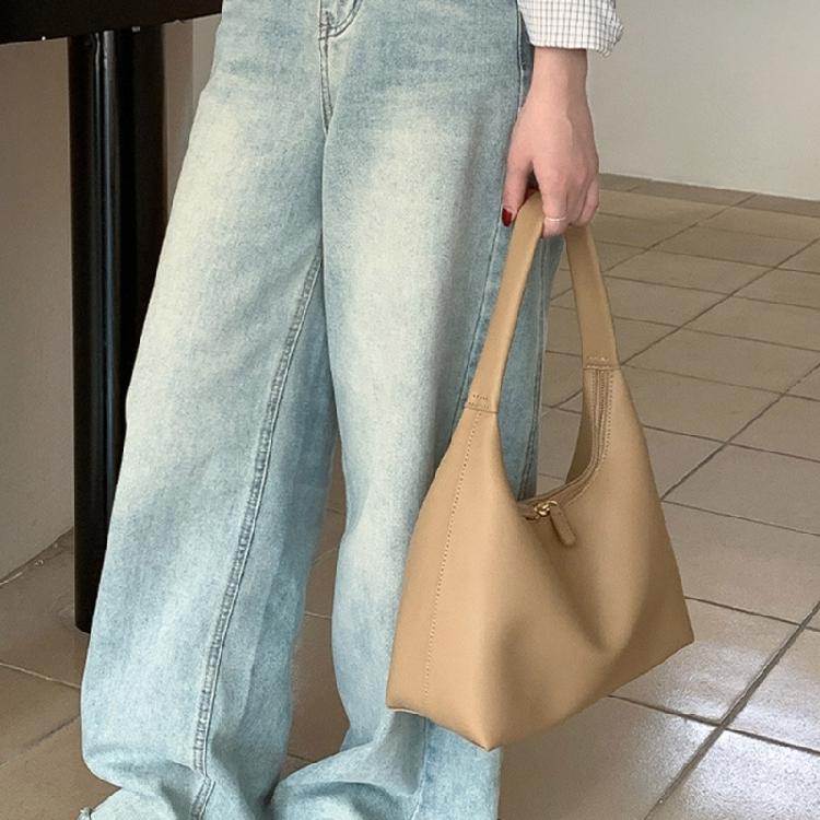 Shoulder Bag for Women Retro Pu Leather Clutch Purses Simple Hoboes Handbag with Zipper Closure Evening Underarm Purse
