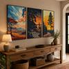 Nature Landscape Wall Art Western Sunset Scenery Canvas Painting Vintage Poster Print for Living Room Bedroom Wall Decor