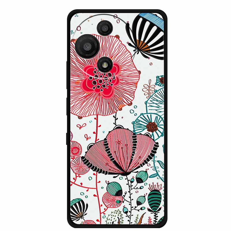 For TCL 60 SE Nxtpaper Case 3D Emboss Relief Flowers Black TPU Silicone Soft Back Cover Cases For TCL 60R Case 6.7" Fundas Bag