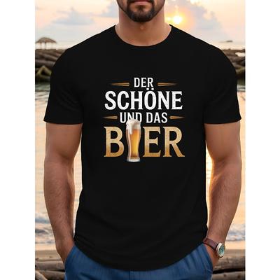 European Sizes Men'S German Beer T-Shirt , Lightweight, Machine Washable, Crew Neck, Drop Shoulder, Short Sleeve, Casual Top
