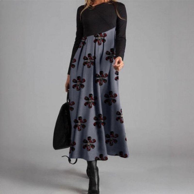 

Платье женское приталенное с длинными рукавами и принтом Fic-T XL