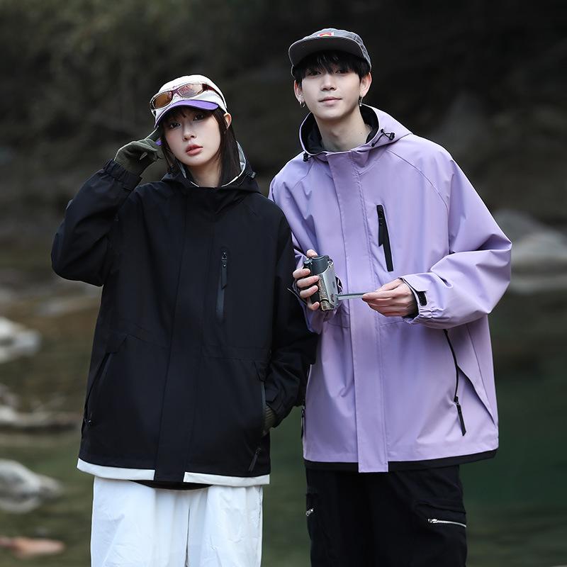 Jacket Three-in-one Jacket for Men, Plus Velvet, Outdoor Mountaineering, Men's and Women's One-piece Set, Removable Windproof and Waterproof