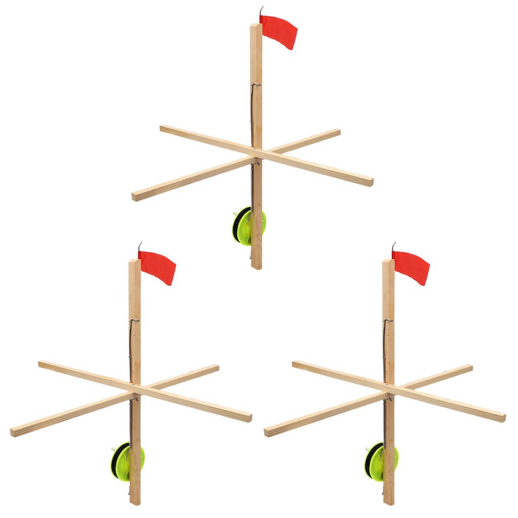 Ice Fishing Tip Up Flag High Visibility Flag Ice Fishing Equipment Gear with Fishing Net and 50M Nylon String