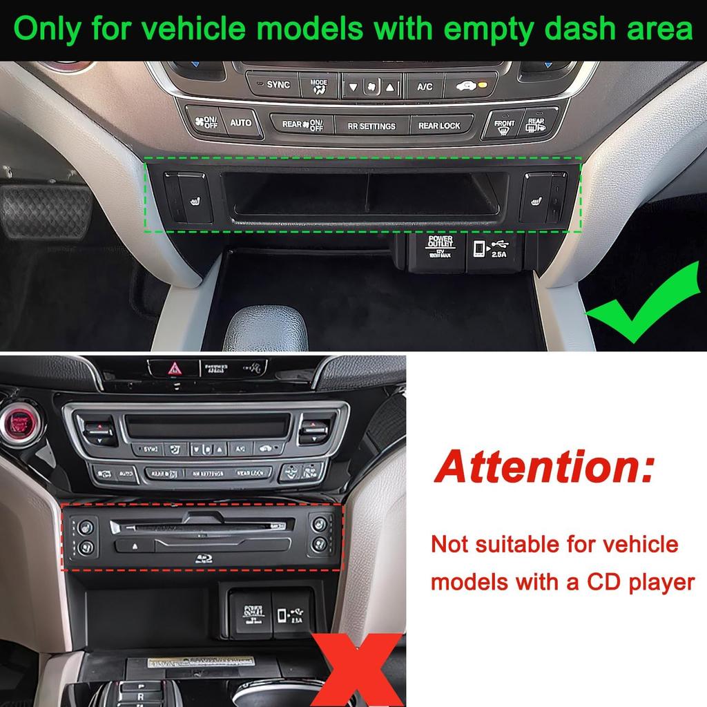 PIMCAR Removable Tray For 2016- Honda Pilot/2017-2026 Honda Ridgeline/-2025 Honda Passport Center Console Organizer Storage Box Interior Accessories