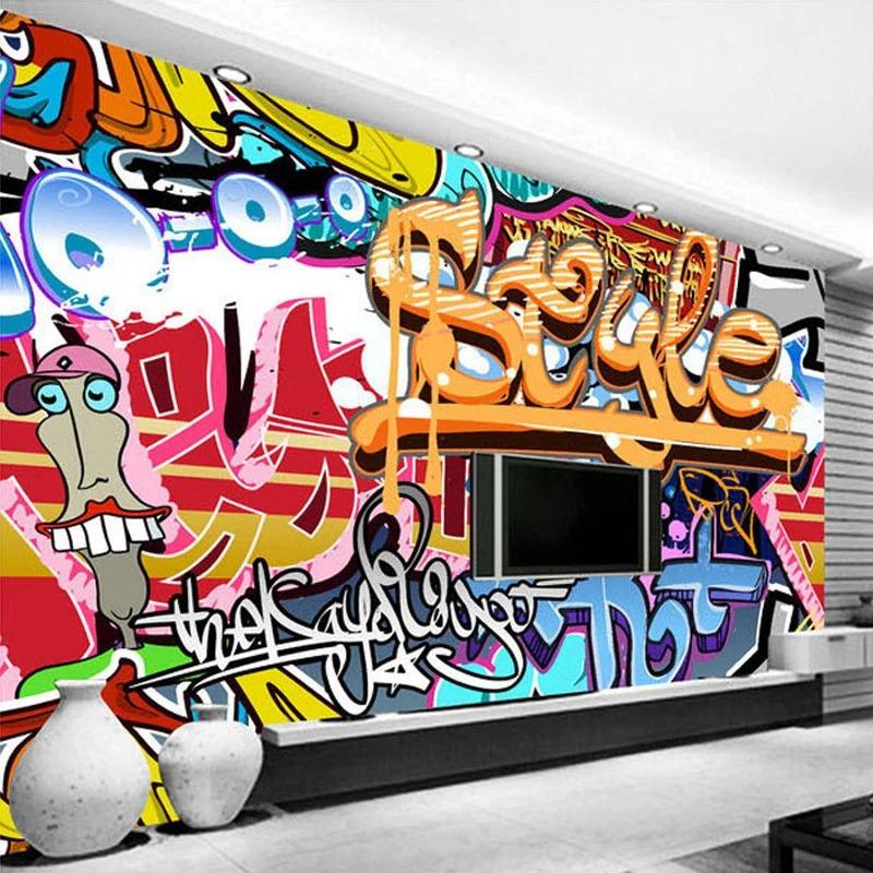 3d Stereo Photo Wallpaper Modern Abstract Wall Mural Cartoon Graffiti 3d Wall Paper For Restaurant Ktv Bar Decor