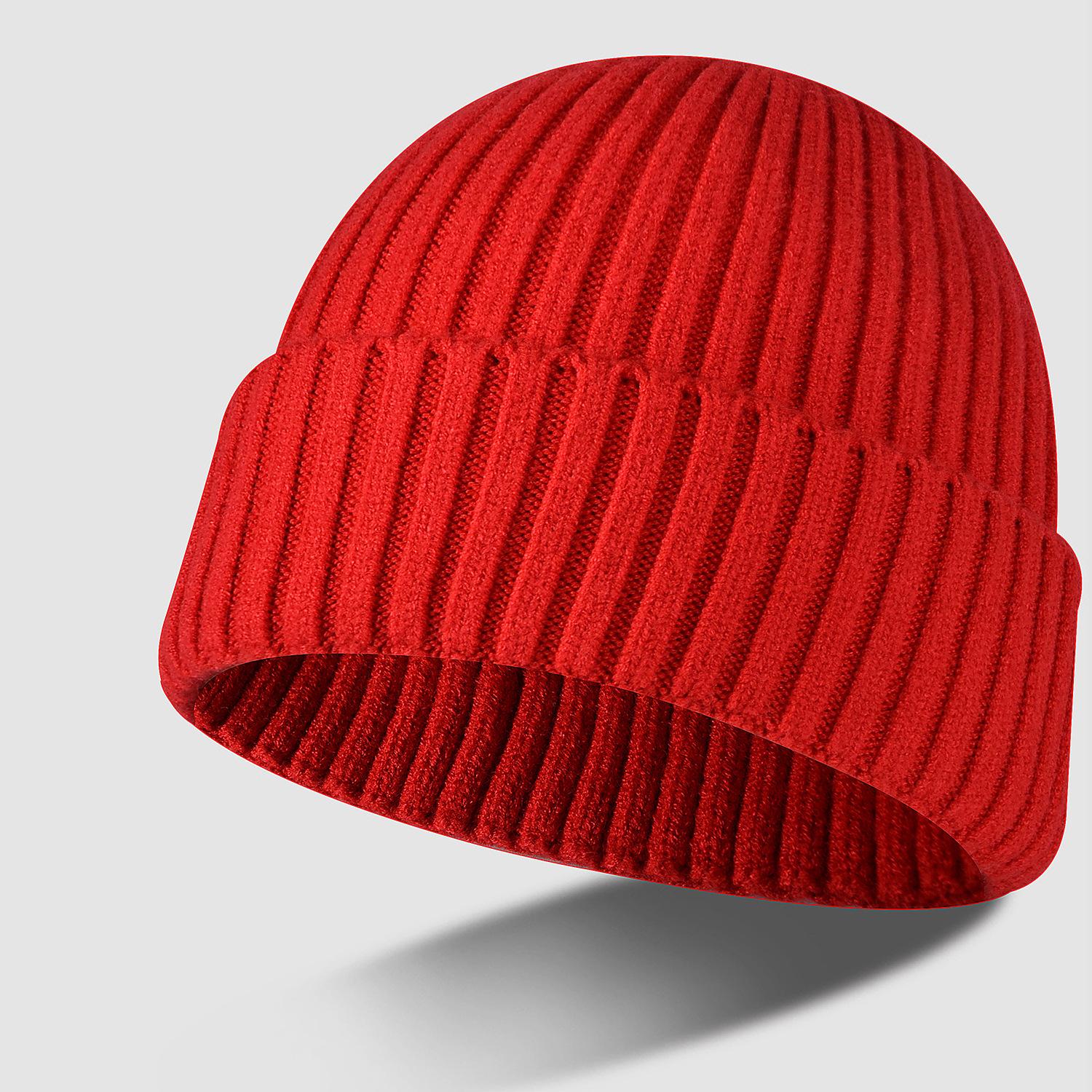 

Thickened hat couple autumn and winter tide solid color knitted hat men s wool hat women s winter warm ear protection cold hat tide knitted elastic червоний