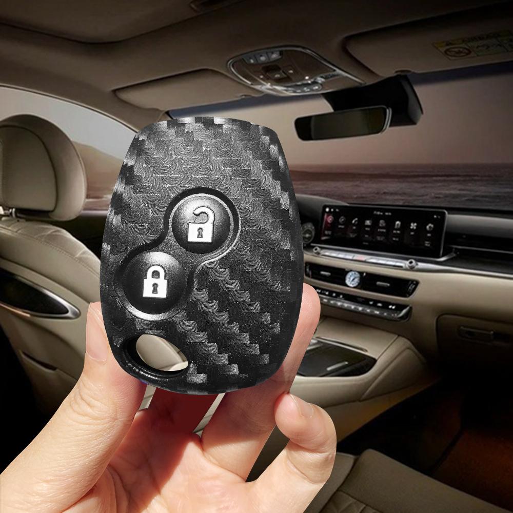 

Carbon Fiber Silicone Car Key Cover Caps Key Case For Renault Logan 1 2 3 Clio 3 Sandero Stepway Duster For Dacia Logan