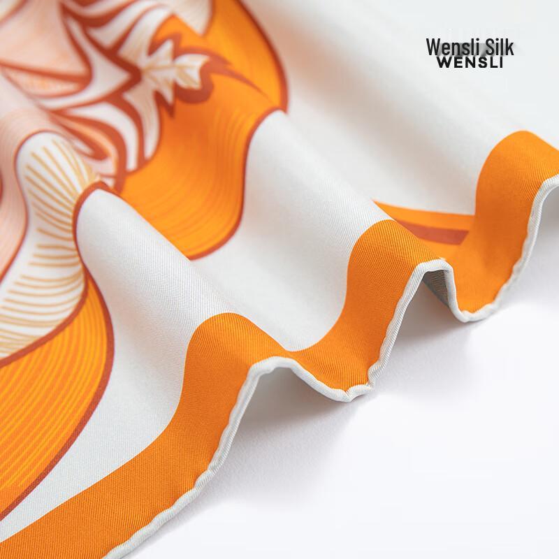 WENSLI Blue & White Porcelain Wheel Mulberry Silk Scarf