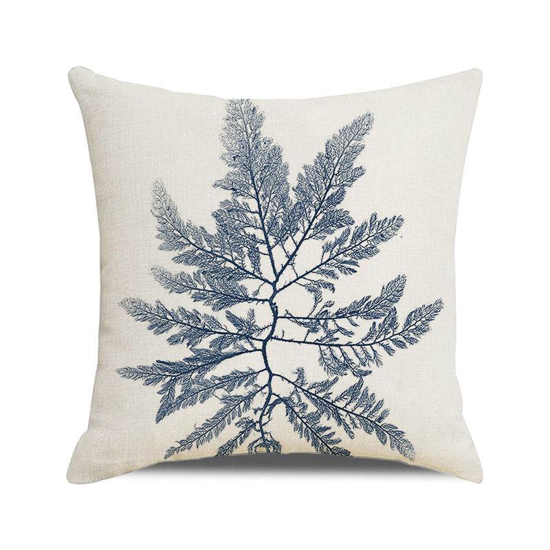 Watercolor Painting of Coral Marine Creatures Digital Printing Short Plush Pillow Covers for Car Sofa Office Cushion Cover